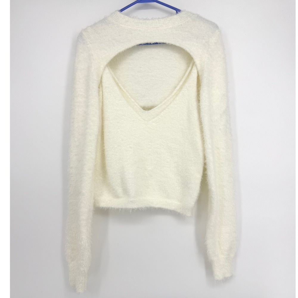 BP. Womens Fuzzy Knit Shrug and Tank Top Sweater Set Ivory Size M‎